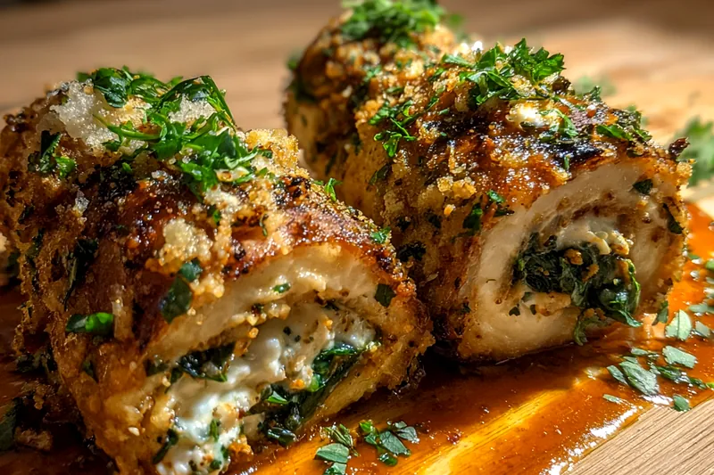 Cooking process for Herbed Chicken Roll-Ups