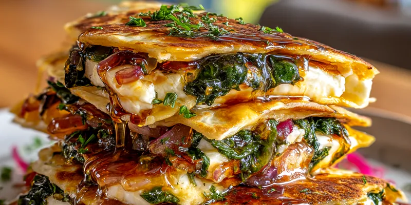 Honey-Glazed Halloumi &amp; Spinach Stack