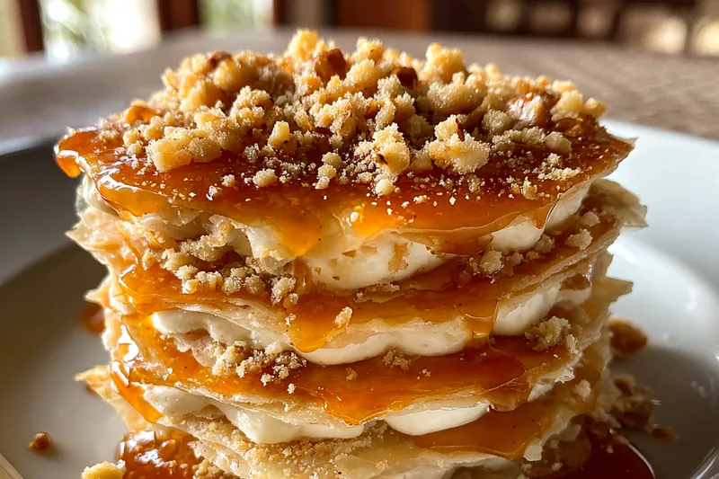 Cooking process for Honey Nut Phyllo Stacks
