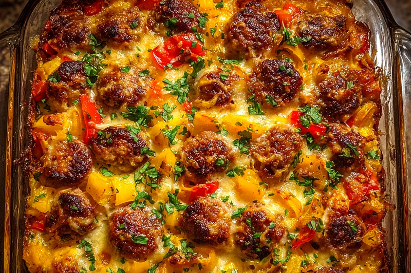 Fresh ingredients for Italian Sausage Pepper Bake