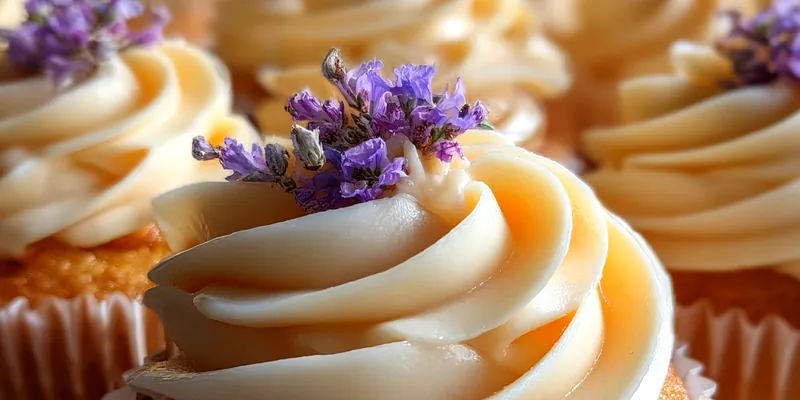 Delicious Lavender Honey Cupcakes Delight served on a plate