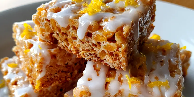 Delicious Lemon Glazed Crispy Squares served on a plate