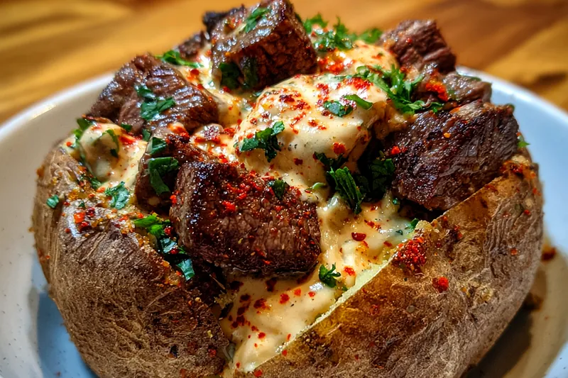 Cooking process for Loaded Steak Potato