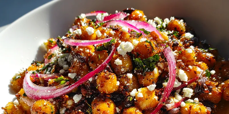 Delicious Mediterranean Chickpea Salad served on a plate