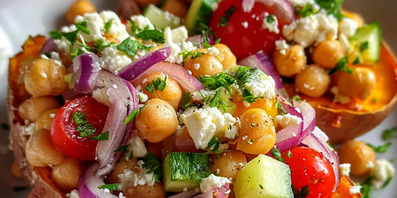 Mediterranean Stuffed Sweet Potatoes