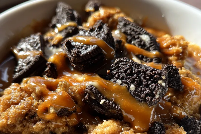 Fresh ingredients for Oreo Cookie Cobbler Delight