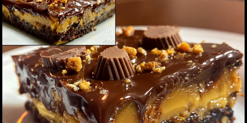 Delicious Peanut Butter Chocolate Layer Cake served on a plate