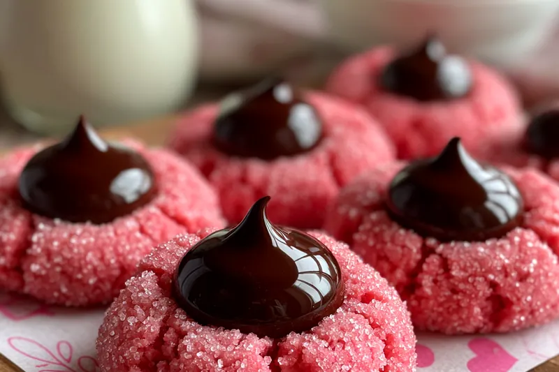 Fresh ingredients for Pink Chocolate Center Cookies