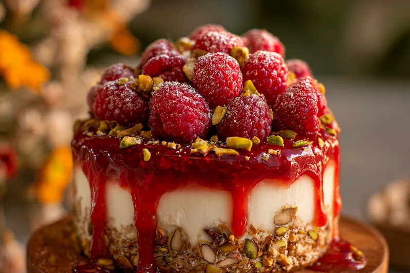 Cooking process for Raspberry Pistachio Cream Cake