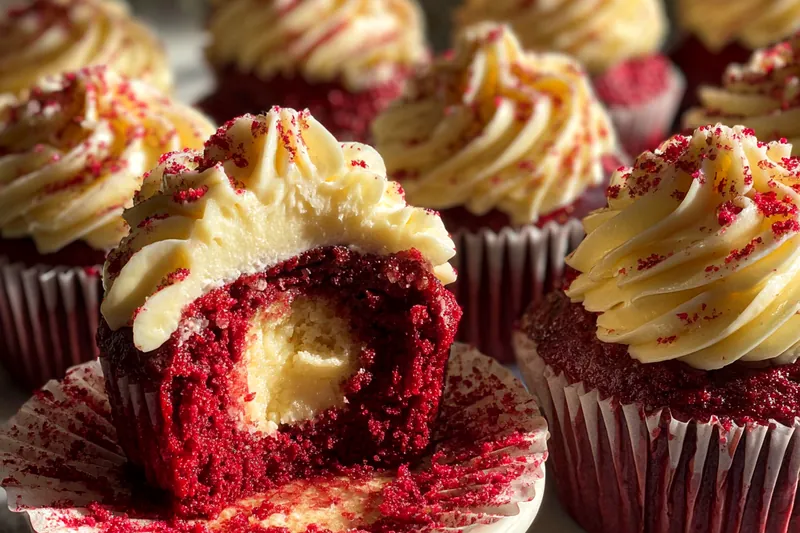Fresh ingredients for Red Velvet Cream Cupcakes