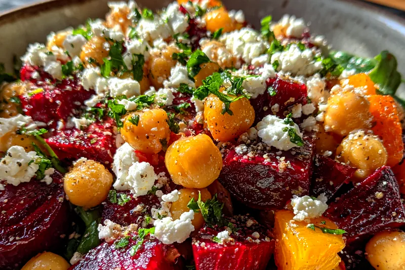 Cooking process for Roasted Beet Chickpea Salad