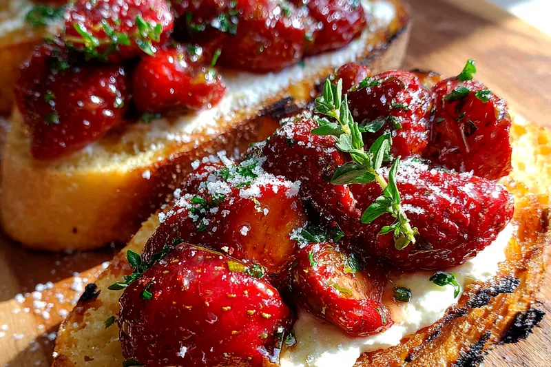 Cooking process for Roasted Strawberry Ricotta Toast