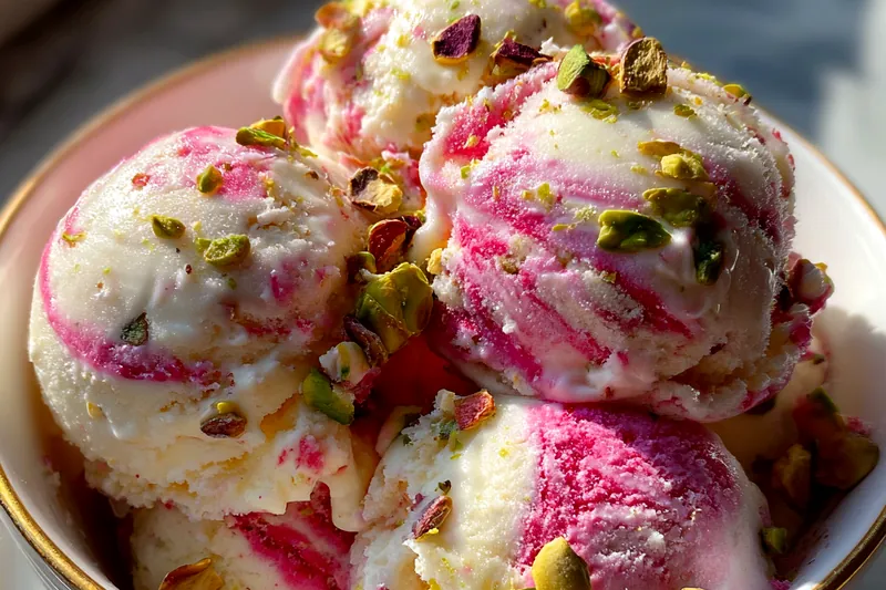 Cooking process for Rose Pistachio Ice Cream Delight