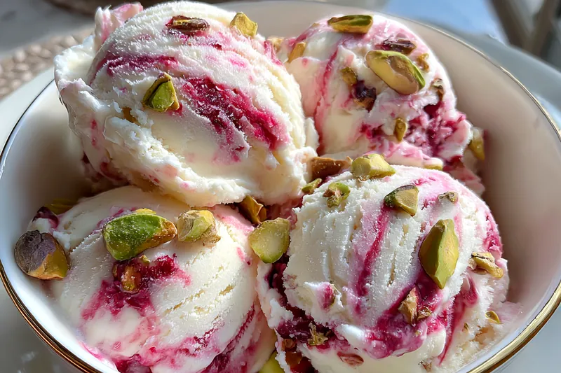 Fresh ingredients for Rose Pistachio Ice Cream Delight