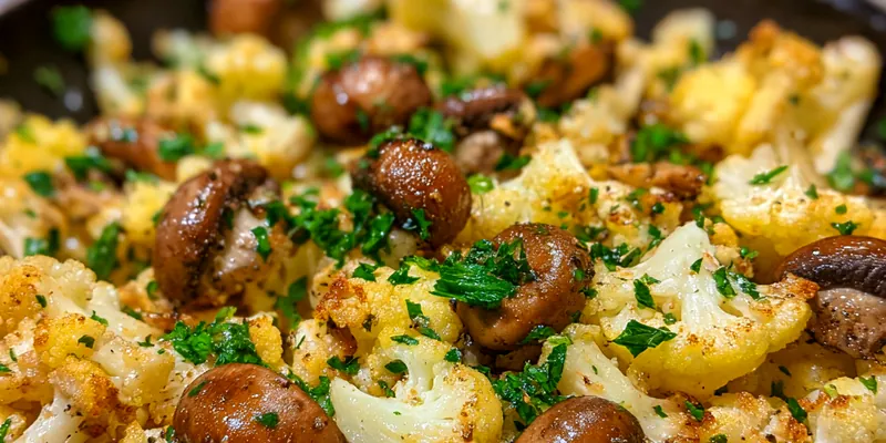 Sautéed Garlic Cauliflower and Mushrooms