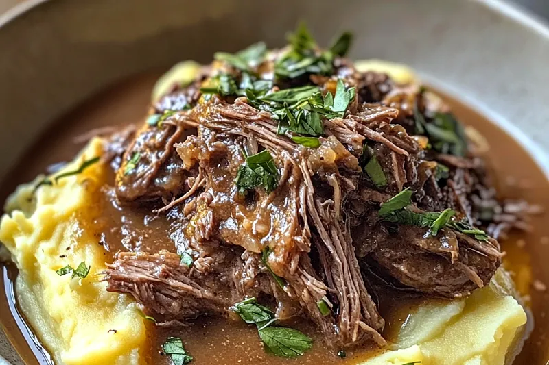 Cooking process for Savory Beef Mashed Potatoes