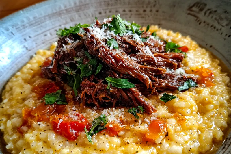 Fresh ingredients for Savory Braised Beef Risotto
