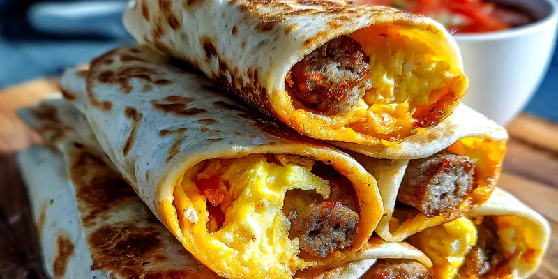 Delicious Savory Breakfast Wraps served on a plate