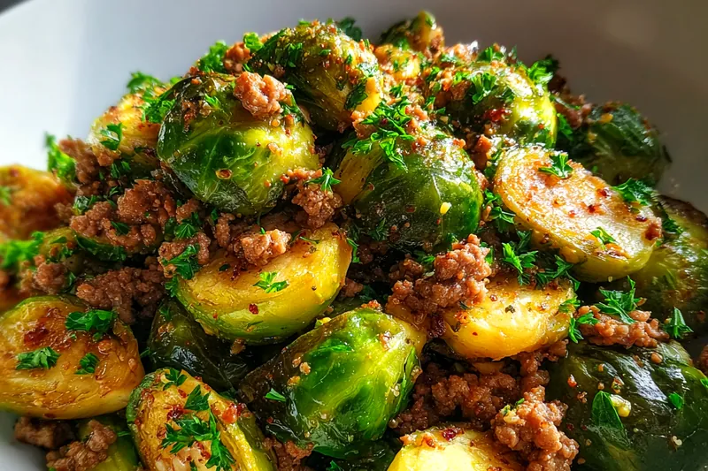 Fresh ingredients for Savory Brussels Sprouts Stir-Fry