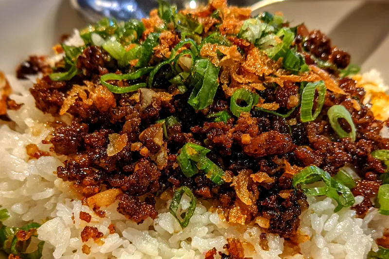Cooking process for Savory Garlic Beef Rice Bowl
