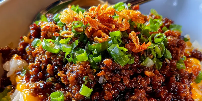 Savory Garlic Beef Rice Bowl