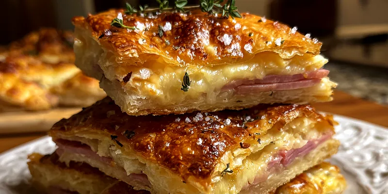 Delicious Savory Ham Puff Pastry served on a plate