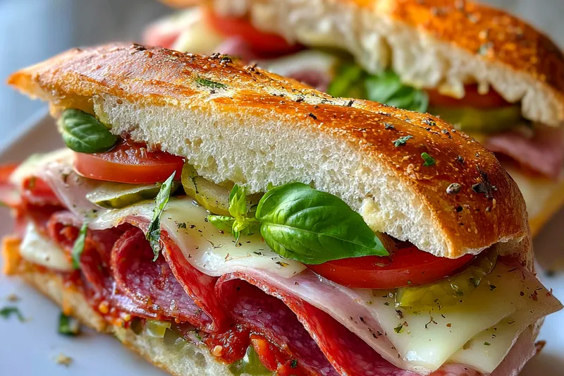 A vibrant skillet showing sausage and vegetables sizzling together for the Savory Italian Grinder Delight.