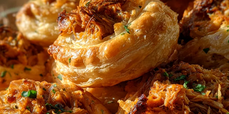 Delicious Savory Pork Puff Pastries served on a plate