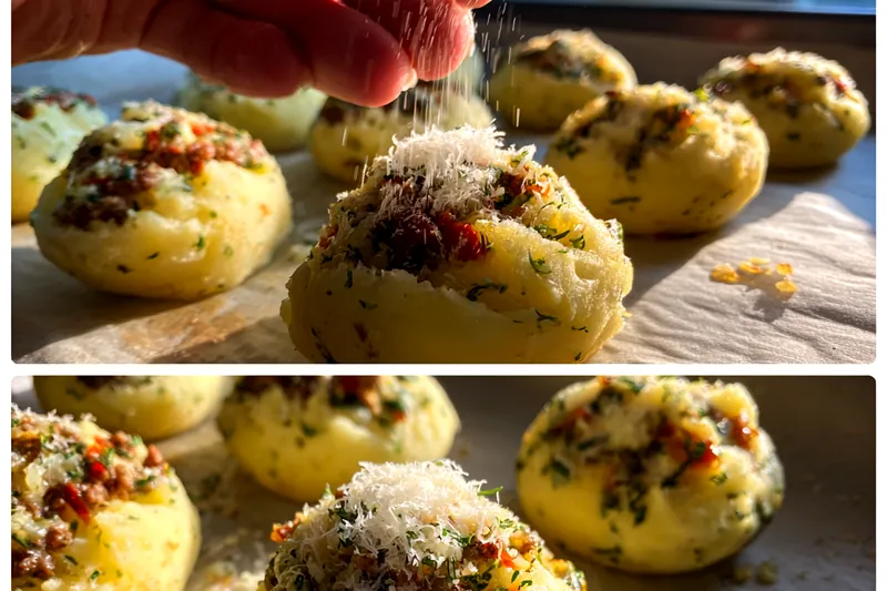 Cooking process for Savory Potato Meat Nests
