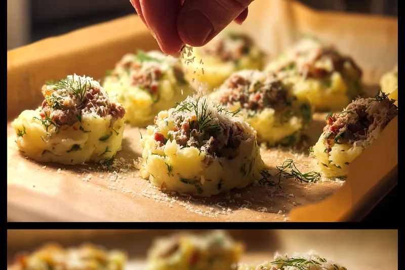 Fresh ingredients for Savory Potato Meat Nests