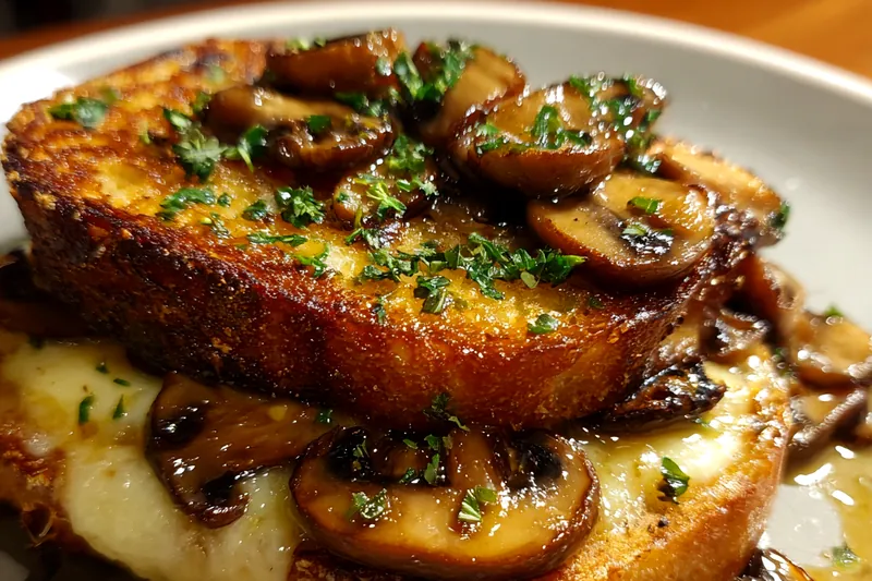 Cooking process for Savory Swiss Mushroom Melt