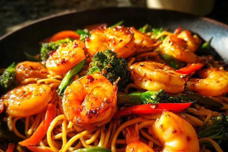 Cooking process for Shrimp Veggie Stir-Fry