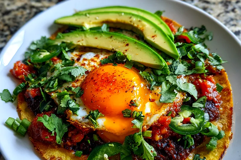 Cooking process for Spicy Avocado Egg Tostadas
