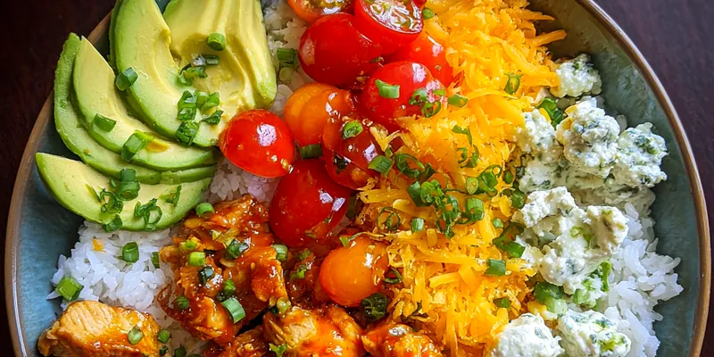 Delicious Spicy Chicken Rice Bowl served on a plate