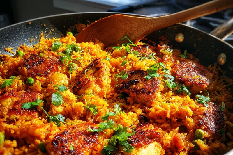 Cooking process for Spicy Chicken Rice Delight