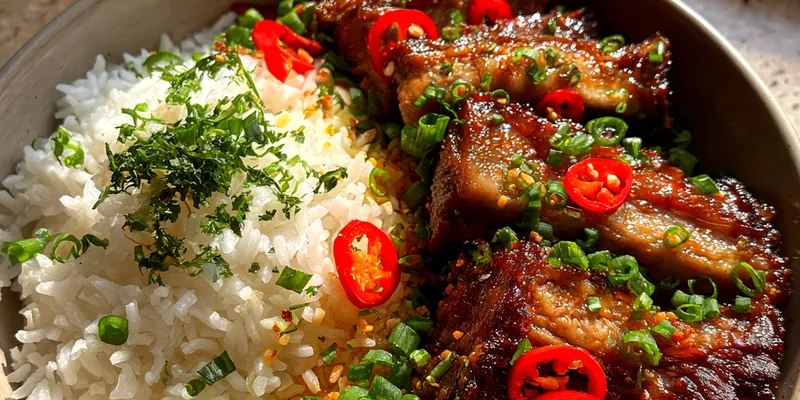 Delicious Spicy Glazed Chicken Bowl served on a plate