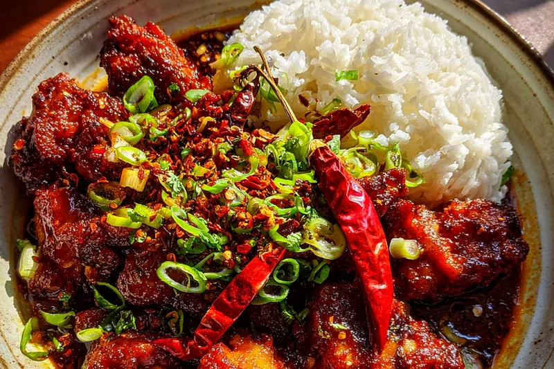 Cooking process for Spicy Glazed Chicken Delight