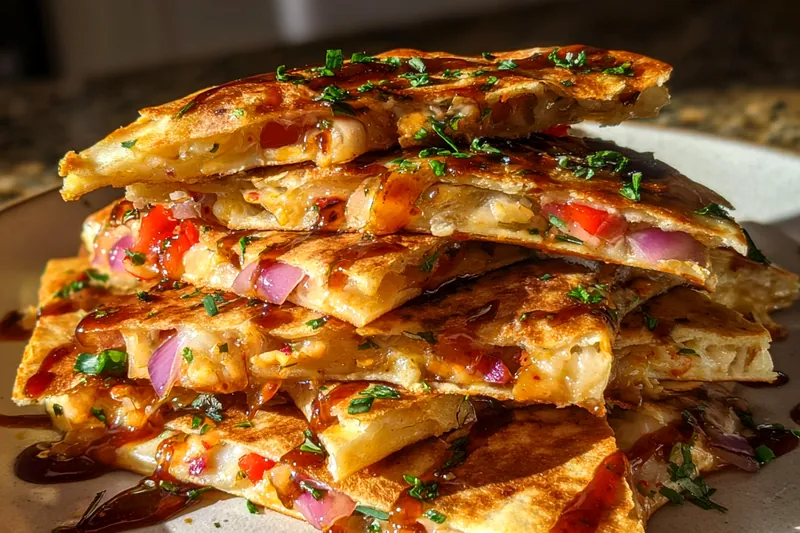 Fresh ingredients for Spicy Honey BBQ Quesadillas