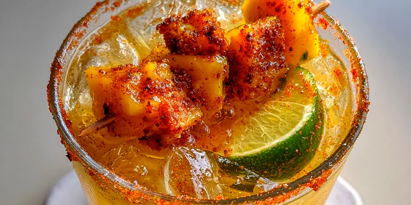 Delicious Spicy Mango Margarita served on a plate