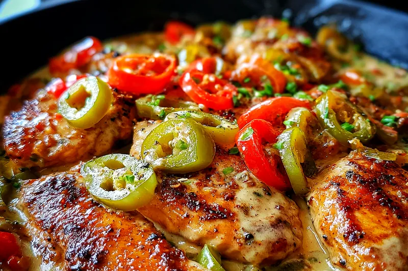 Fresh ingredients for Spicy Pepper Chicken Skillet