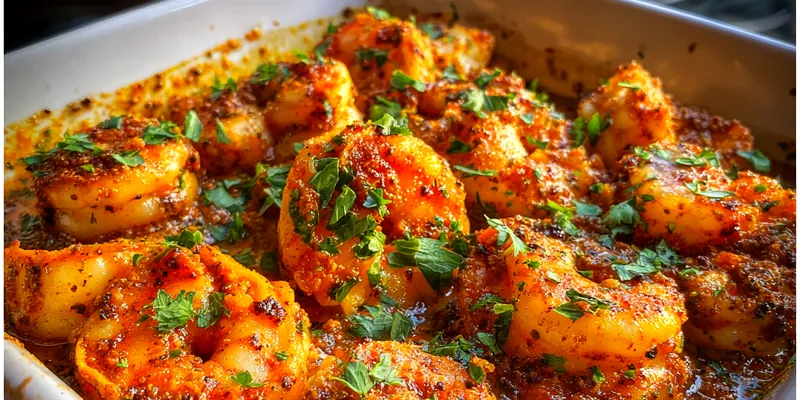 Delicious Spicy Shrimp Casserole served on a plate