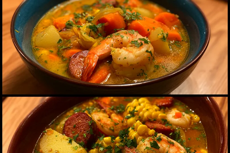 Cooking process for Spicy Shrimp Chorizo Chowder