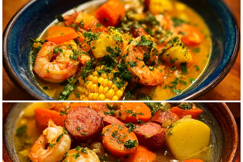 Fresh ingredients for Spicy Shrimp Chorizo Chowder