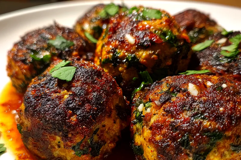 Cooking process for Spinach Garlic Meatballs