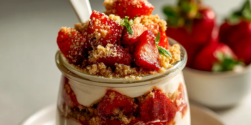 Delicious Strawberry Cream Jar Delight served on a plate