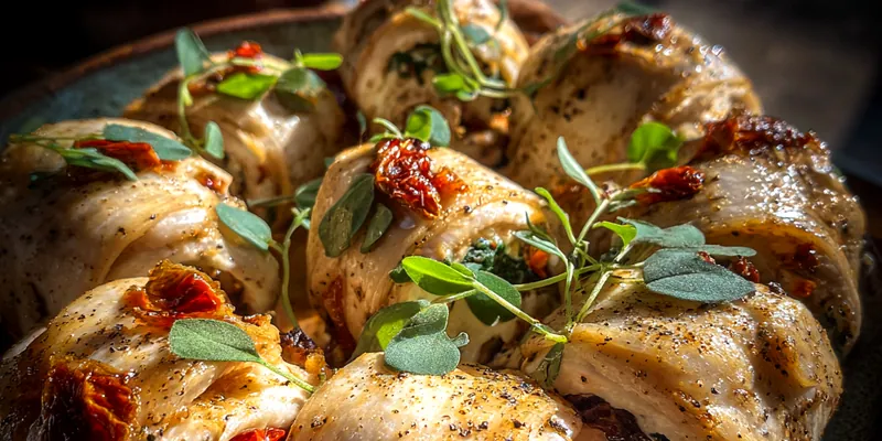 Delicious Stuffed Chicken Rolls served on a plate