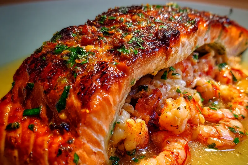 Cooking process for Stuffed Salmon Delight