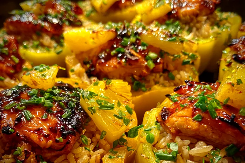Cooking process for Teriyaki Pineapple Stuffed Peppers