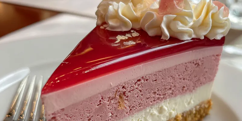 Delicious Tropical Guava Layer Cake served on a plate