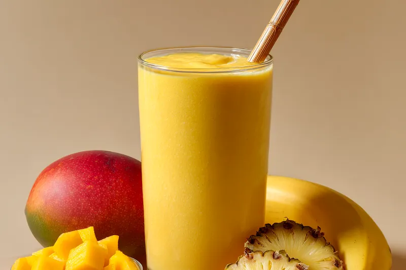 Fresh ingredients for Tropical Immunity Smoothie